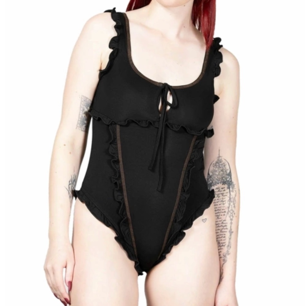 Killstar Moon's Madness Black Ruffle Bodysuit XXL NEW WITH TAGS